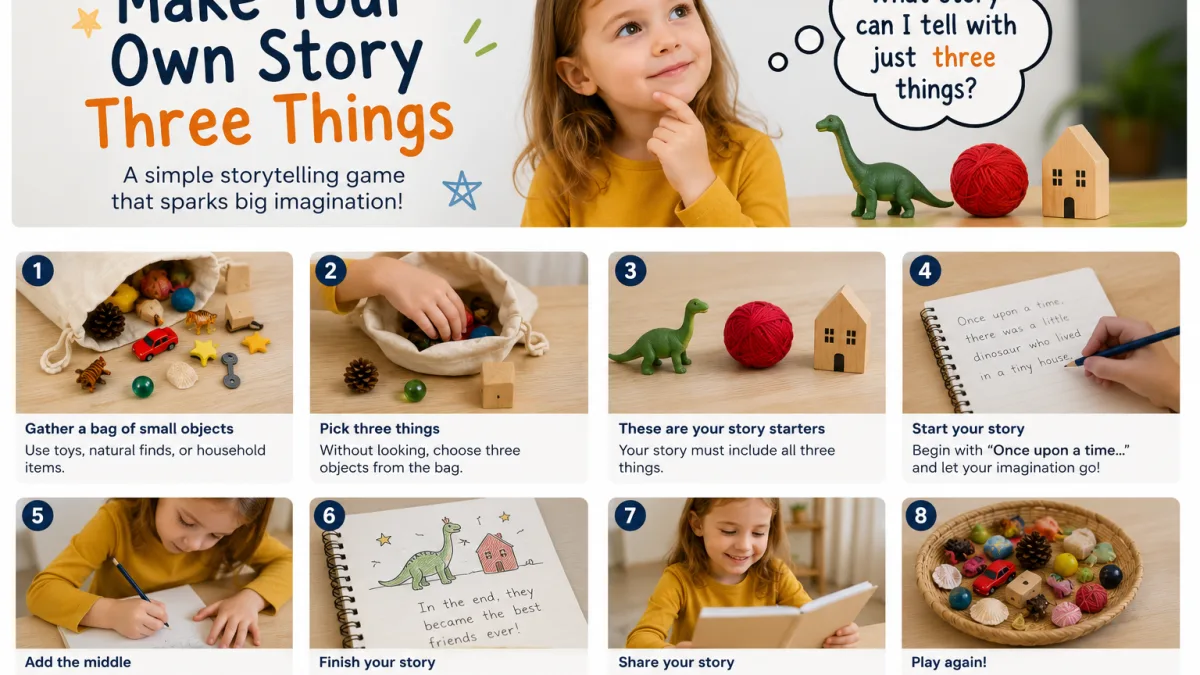 A child telling a story to an adult, gesturing with both hands.