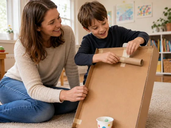 Step 2 of Cardboard Box Marble Run