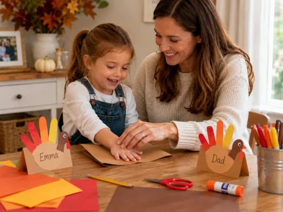 Step 2 of Handprint Turkeys for the Table