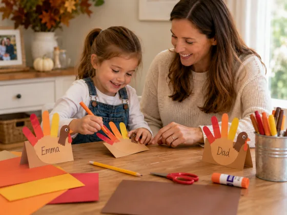 Step 5 of Handprint Turkeys for the Table