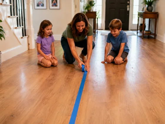 Step 1 of A Masking Tape Obstacle Course