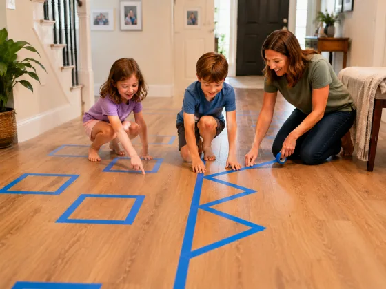 Step 2 of A Masking Tape Obstacle Course