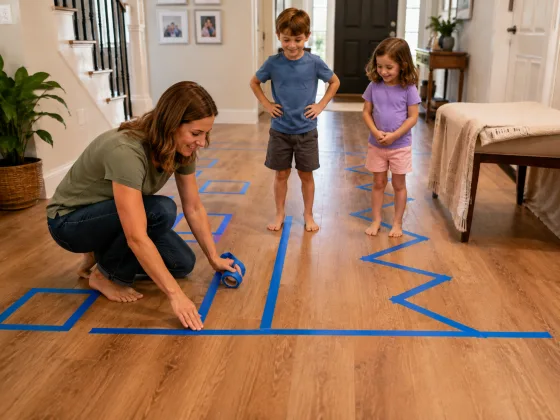 Step 4 of A Masking Tape Obstacle Course