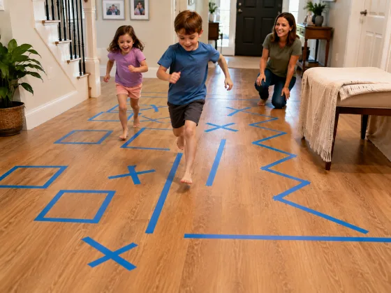 Step 6 of A Masking Tape Obstacle Course