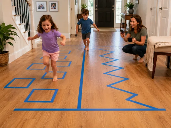 Step 8 of A Masking Tape Obstacle Course