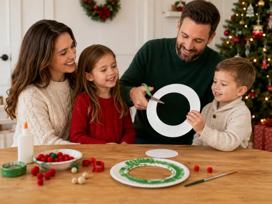 Step 1 of Paper Plate Christmas Wreath