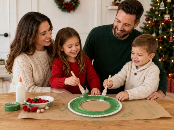 Step 2 of Paper Plate Christmas Wreath
