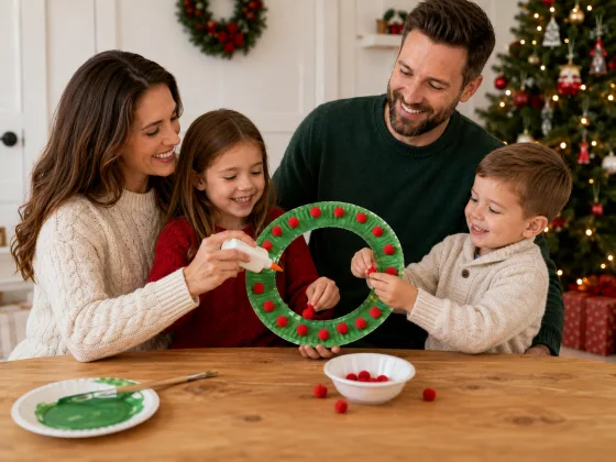 Step 4 of Paper Plate Christmas Wreath