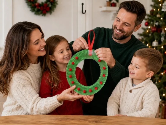 Step 5 of Paper Plate Christmas Wreath