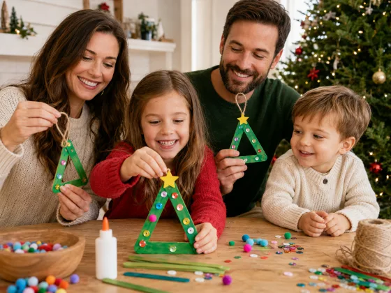 Step 5 of Popsicle Stick Christmas Trees