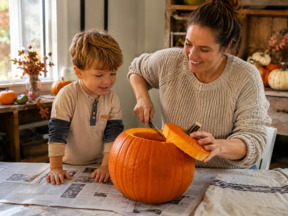 Step 1 of Scooping Out a Pumpkin
