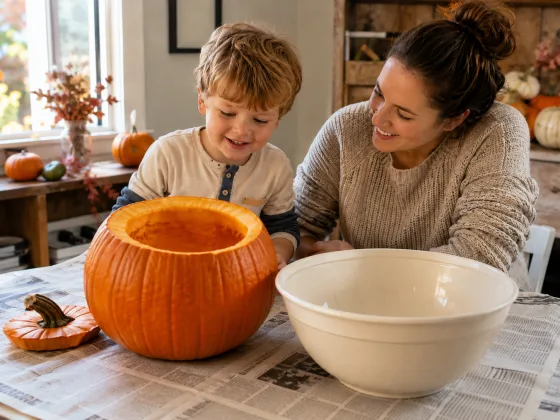 Step 2 of Scooping Out a Pumpkin