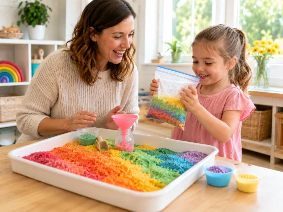 Step 4 of Rainbow Rice Sensory Tray