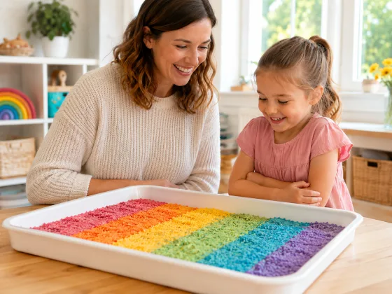 Step 7 of Rainbow Rice Sensory Tray