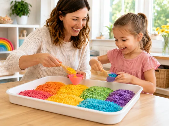 Step 8 of Rainbow Rice Sensory Tray