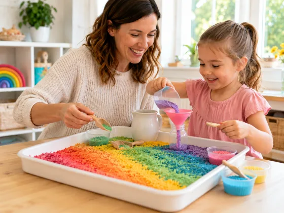Step 9 of Rainbow Rice Sensory Tray
