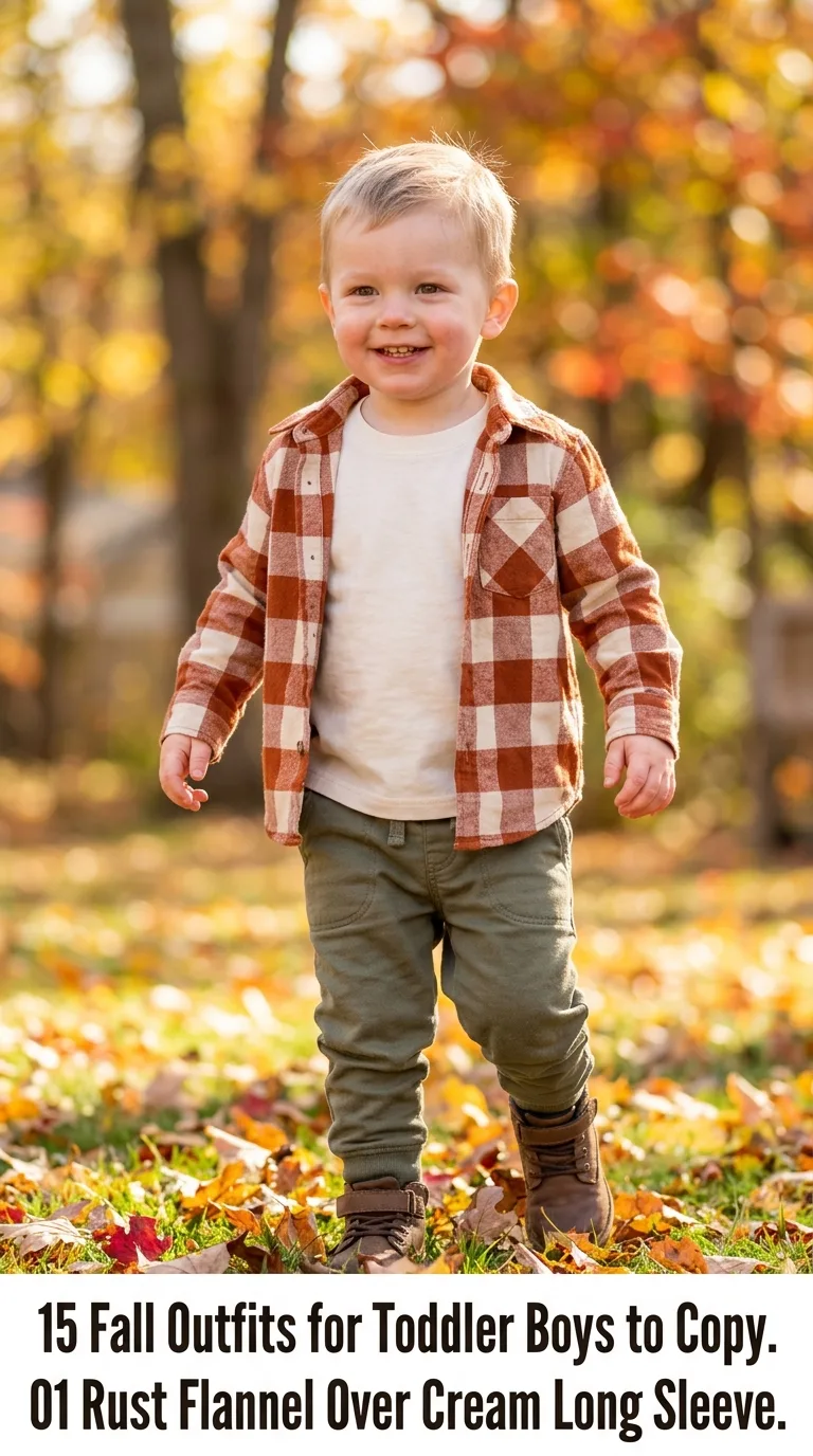 Toddler boy wearing autumn outfit