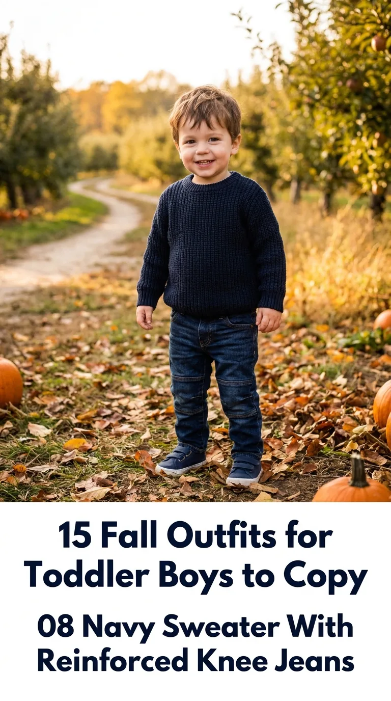 Toddler boy wearing autumn outfit