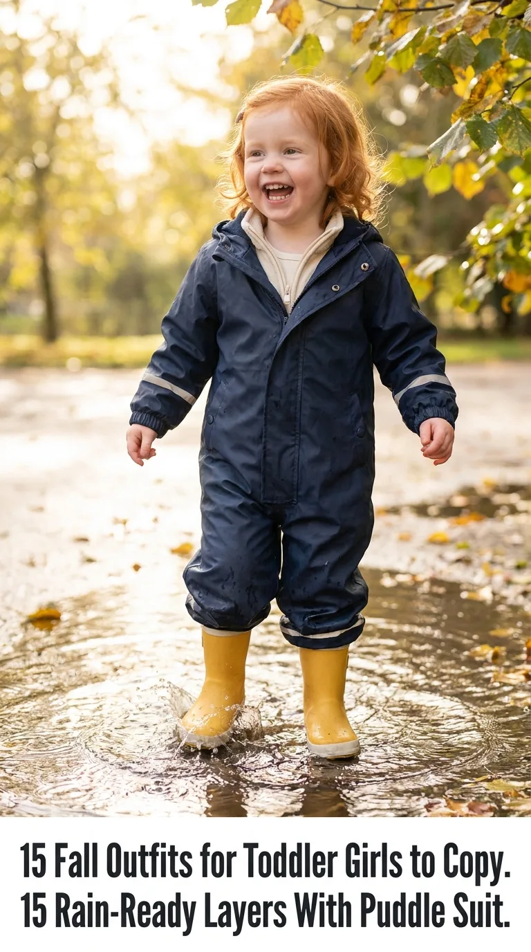 Toddler girl splashing in puddle