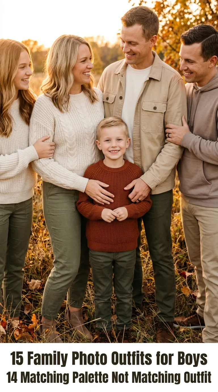 Boy posing with family