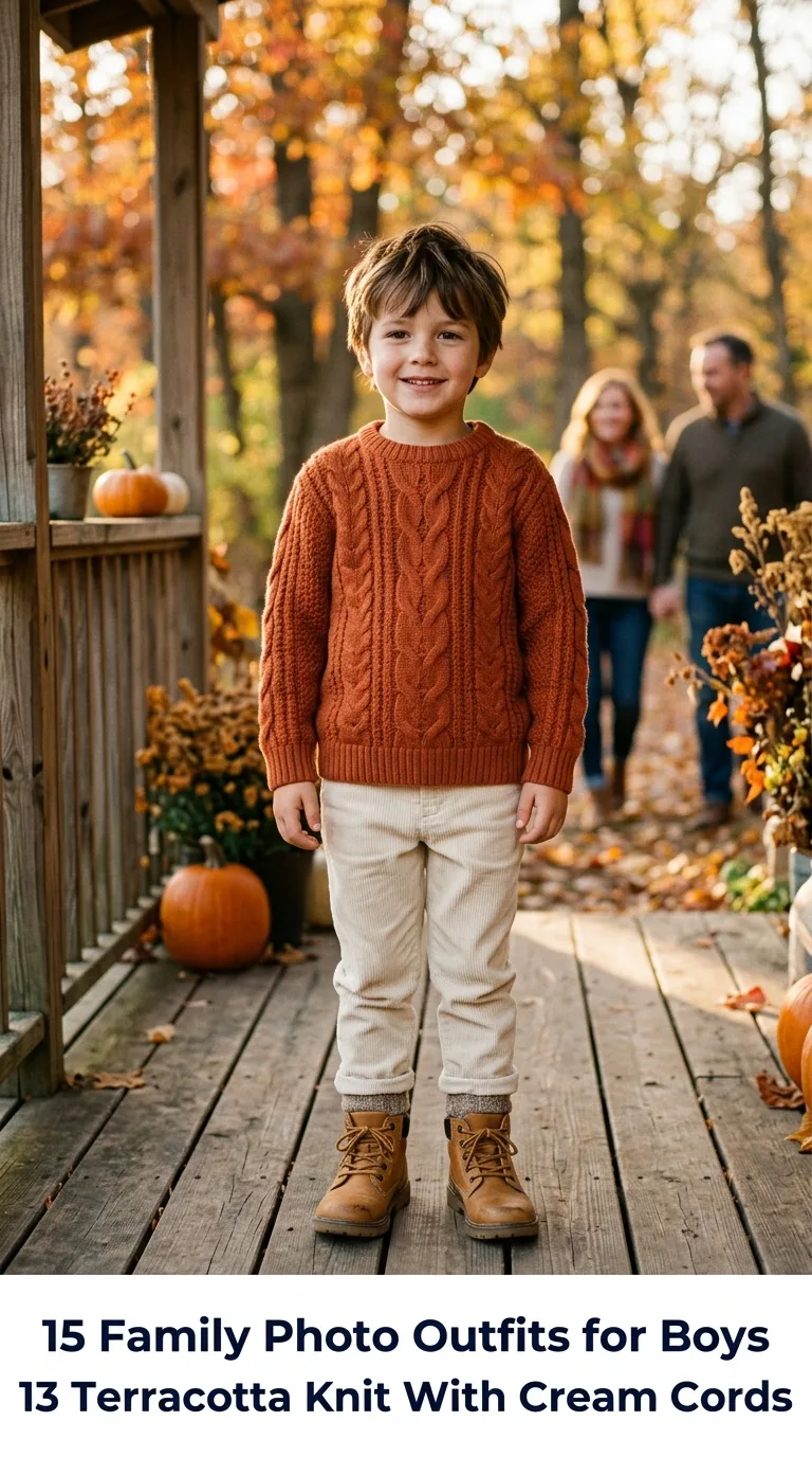 Boy wearing sweater and corduroys