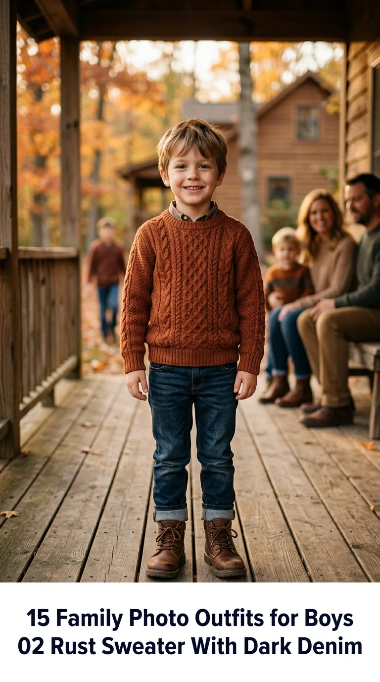 Boy wearing rust sweater