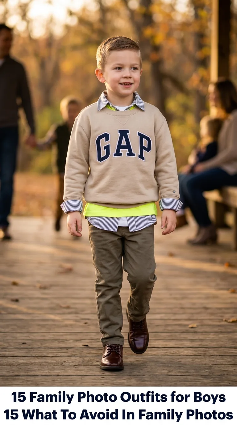Boy wearing family photo outfits
