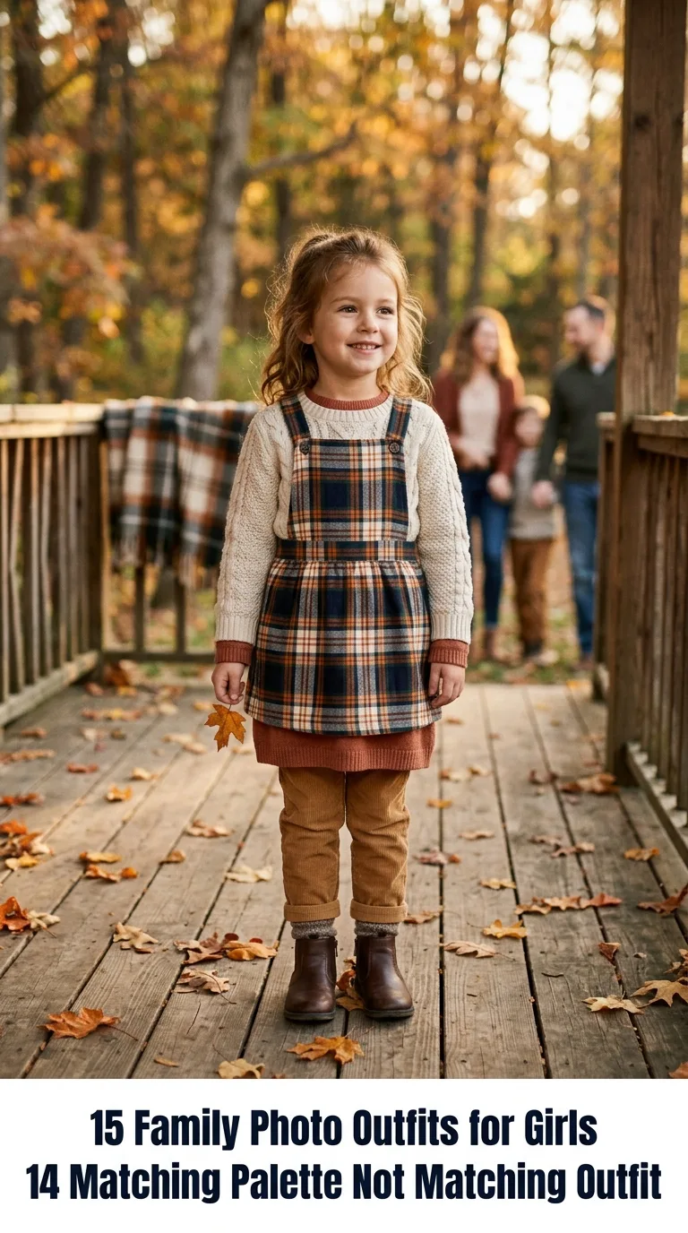 Child modeling family photo outfits