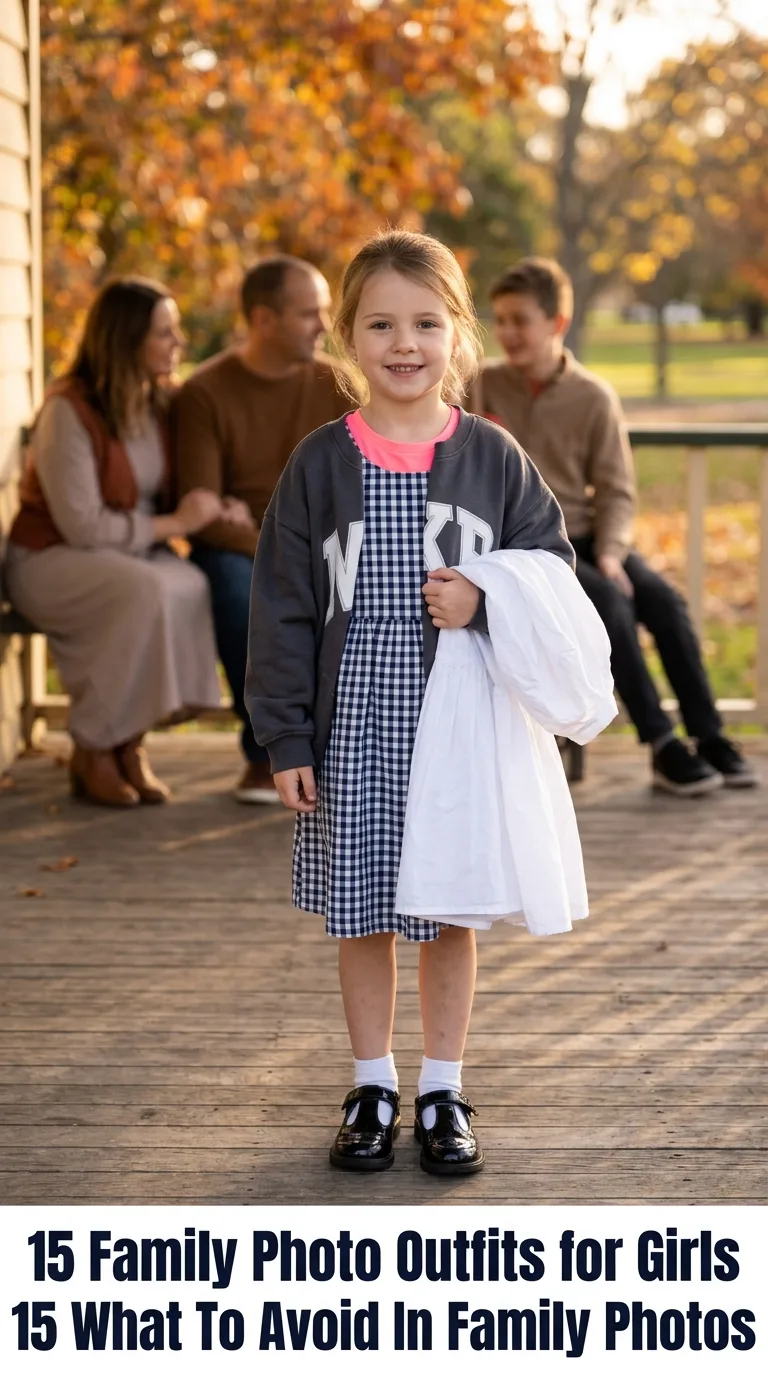 Girl wearing family photo outfits
