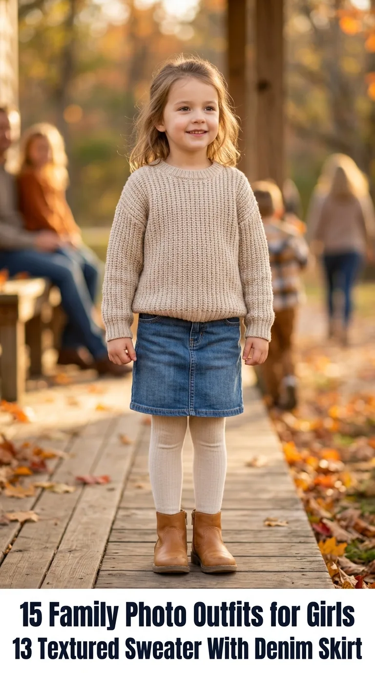Girl wearing sweater and skirt