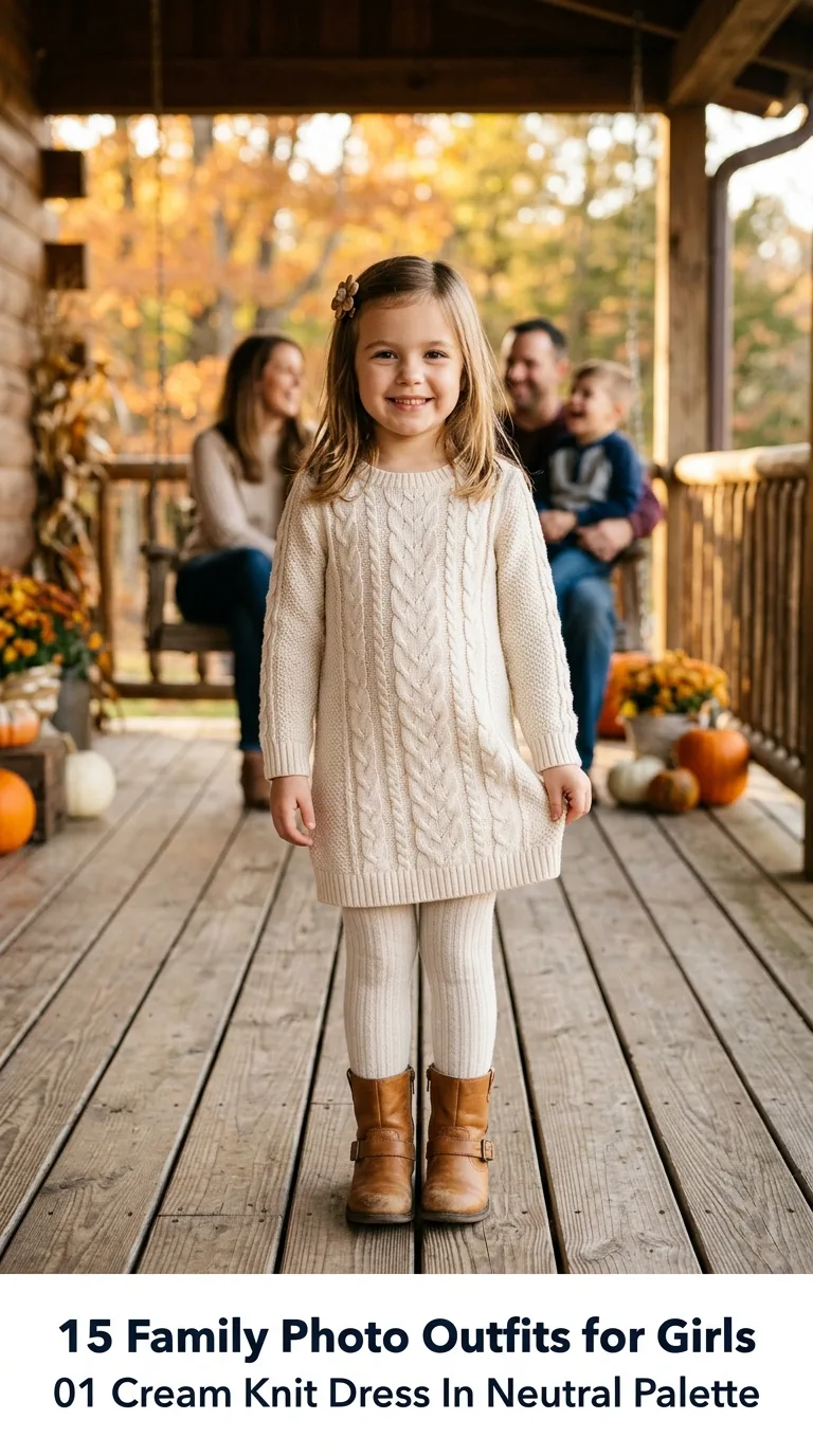 Child wearing knit dress outdoors