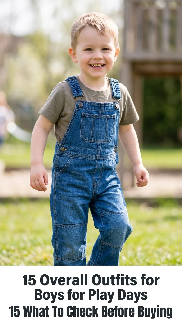 Boy wearing denim overalls
