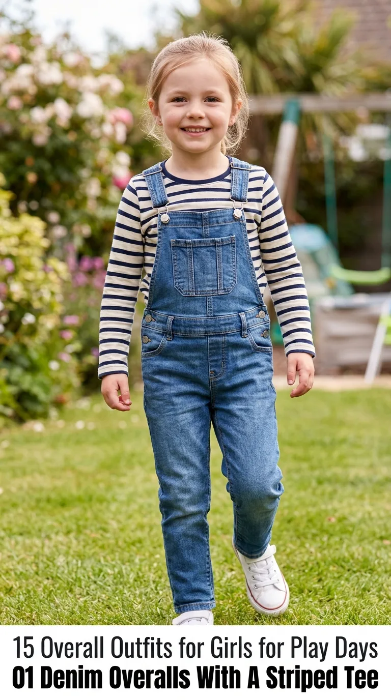 Girl wearing denim overalls