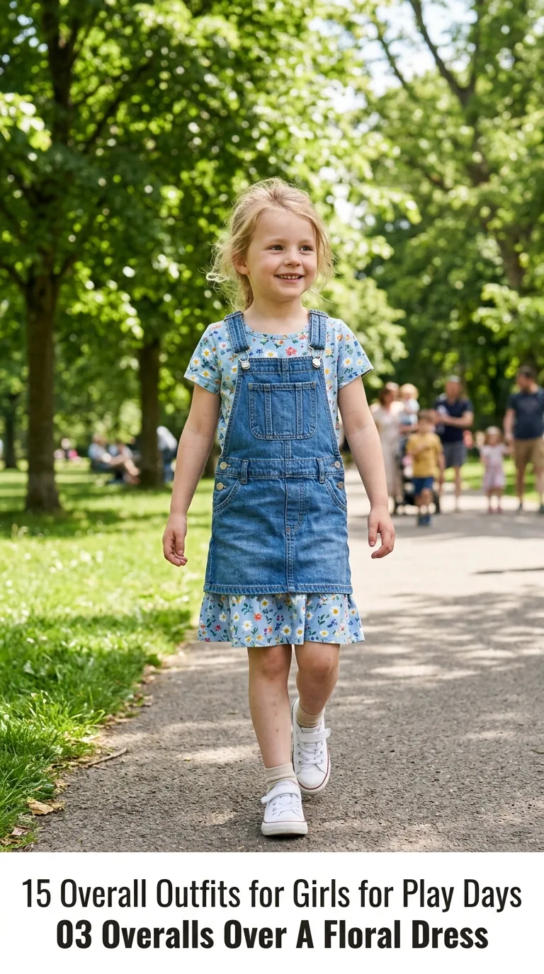 Girl wearing overalls and dress