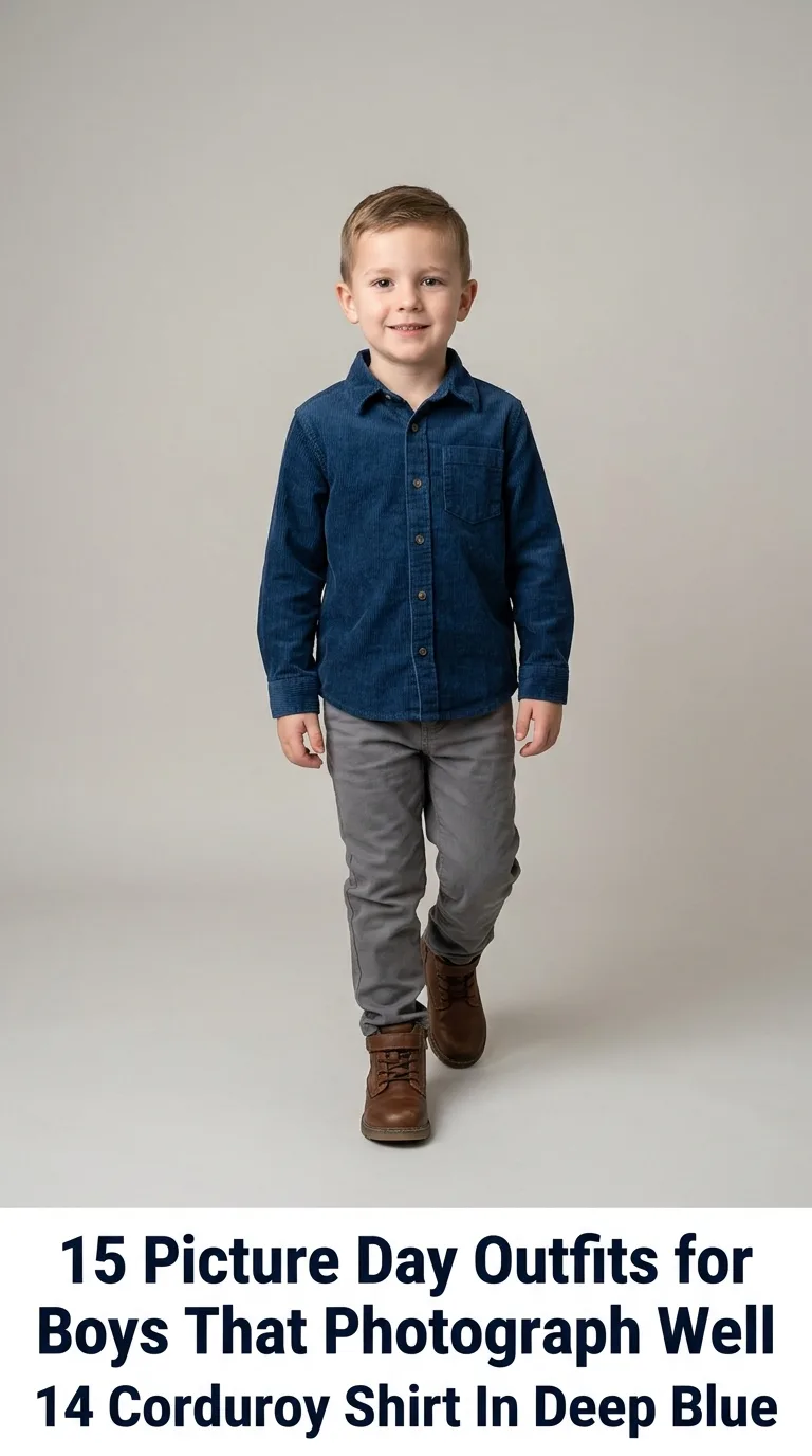 Boy posing in blue shirt