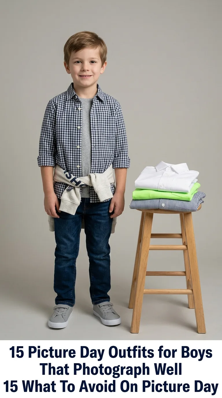 Boy modeling picture day outfits