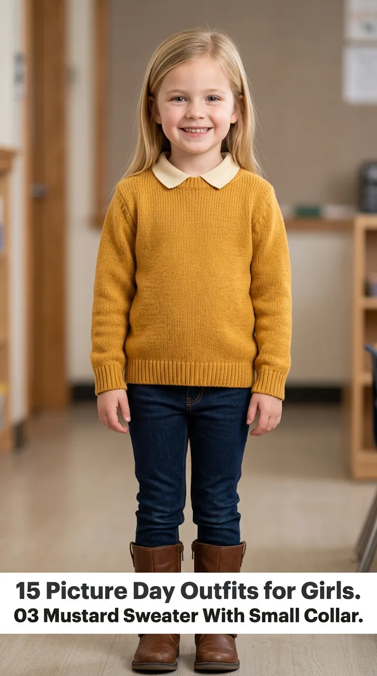 Girl wearing mustard sweater