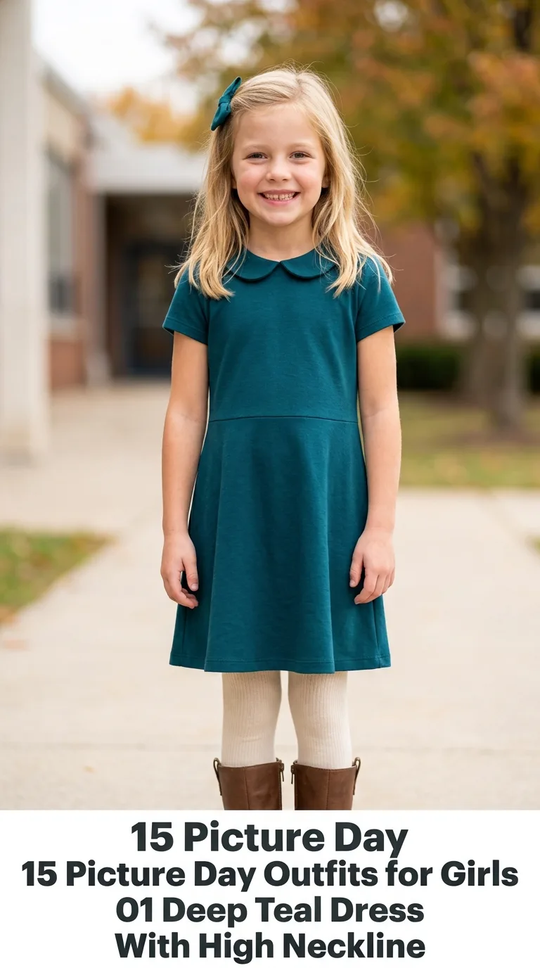 Girl wearing teal dress