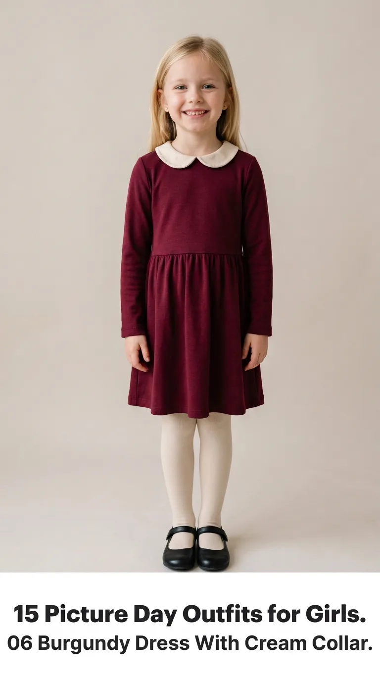 Girl wearing burgundy dress