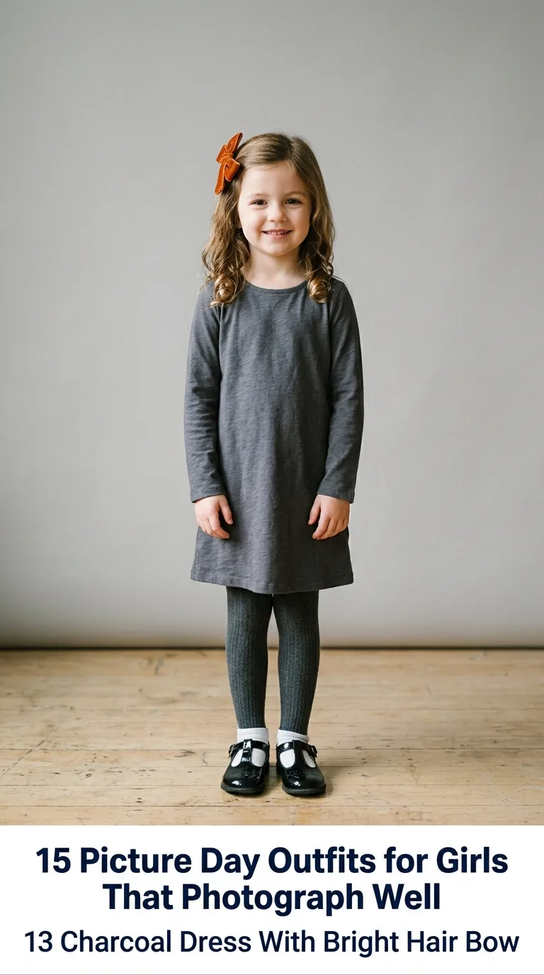 Child wearing charcoal dress and…