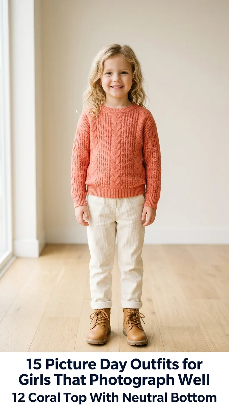 Child wearing coral top outfit