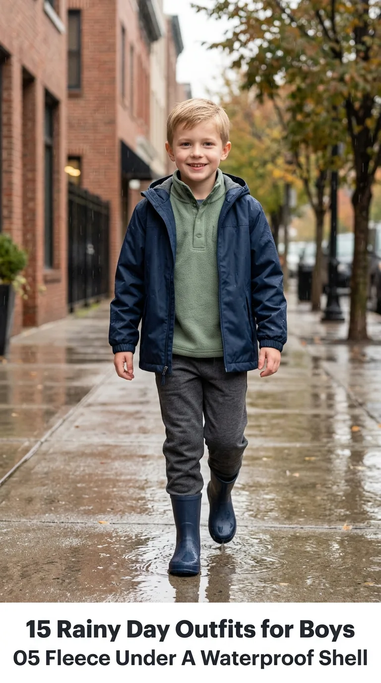 Boy wearing fleece and coat