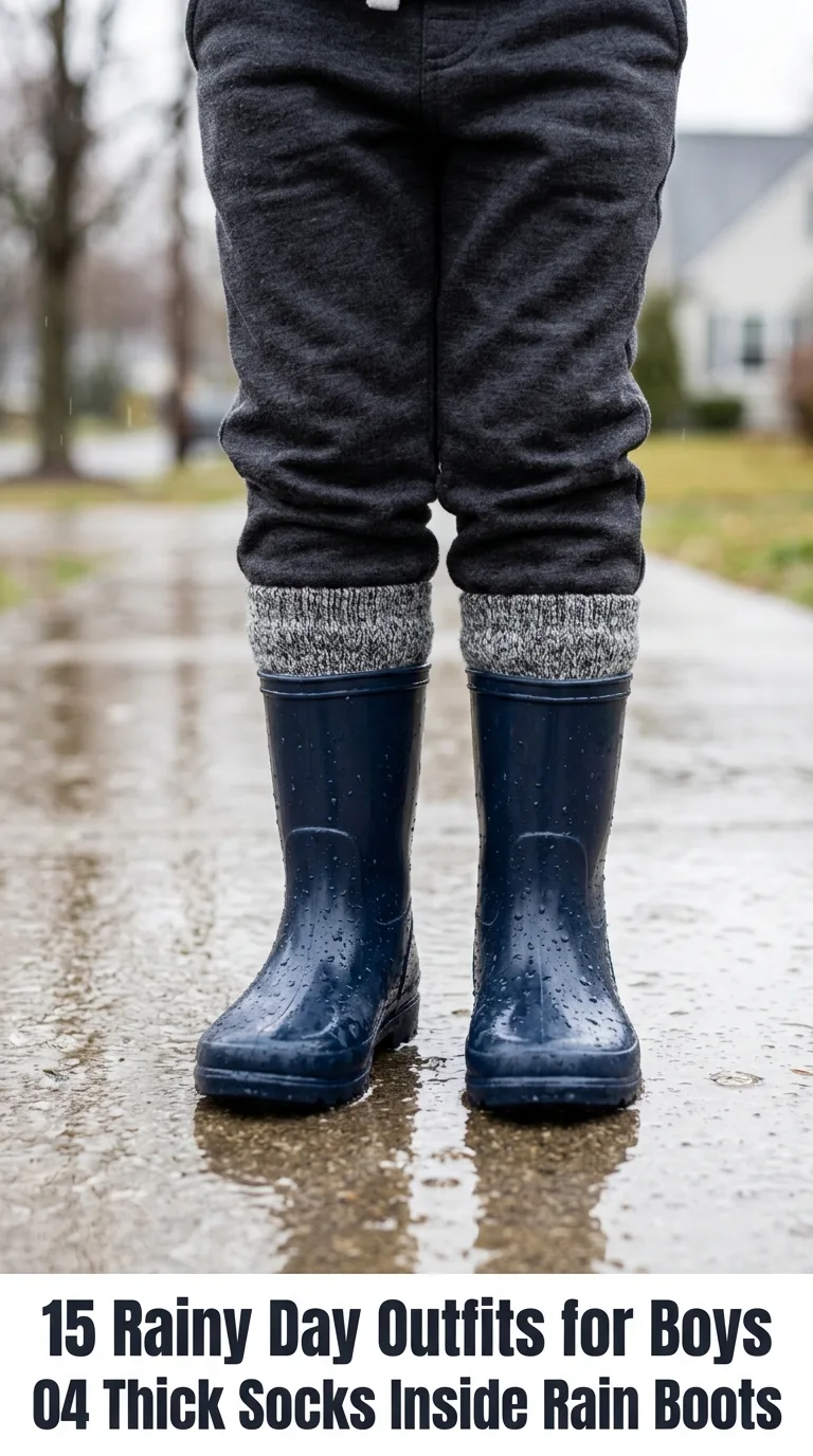 Boy wearing rain boots