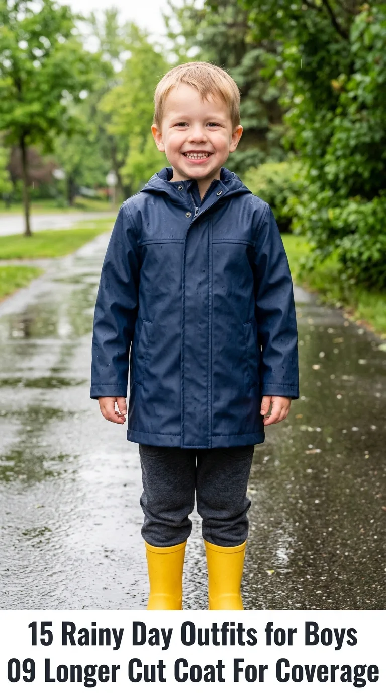 Boy wearing rainy day outfit