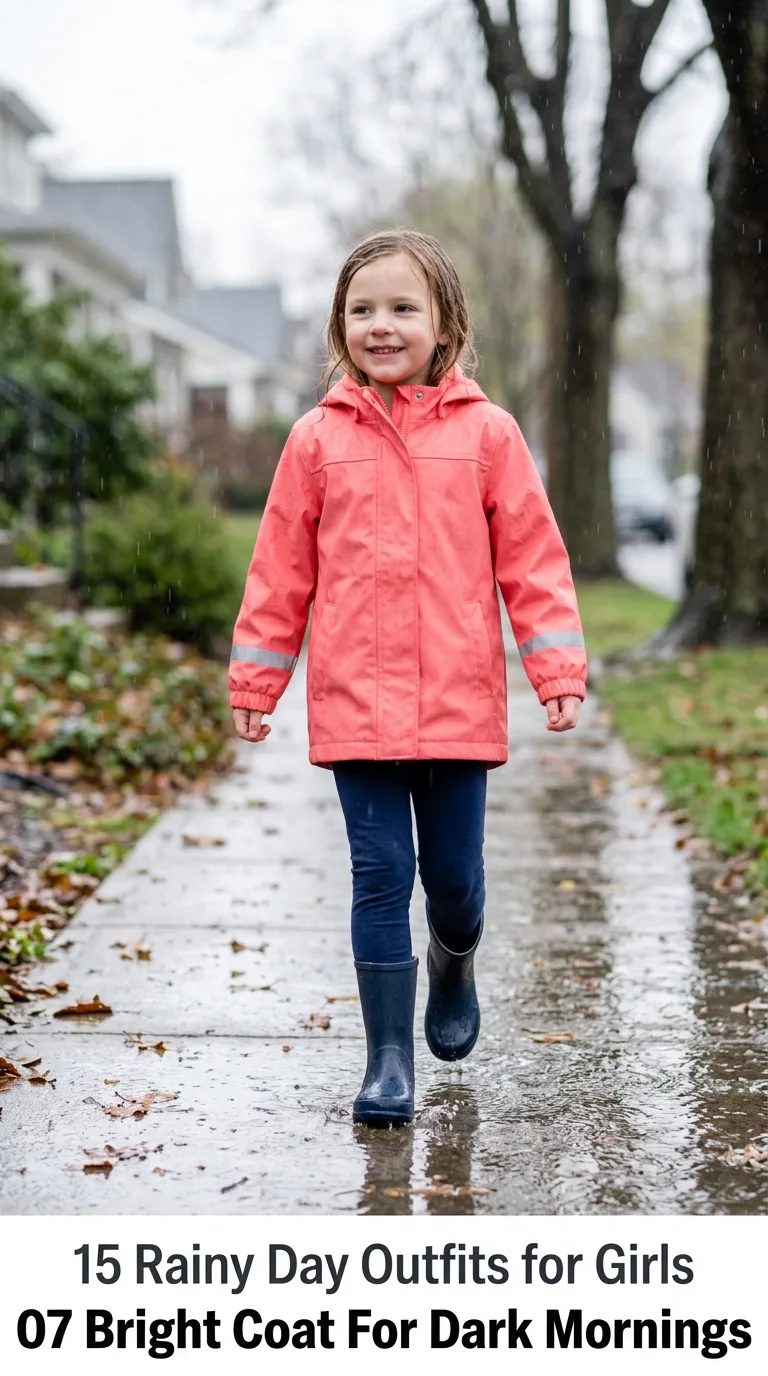 Girl walking in rain