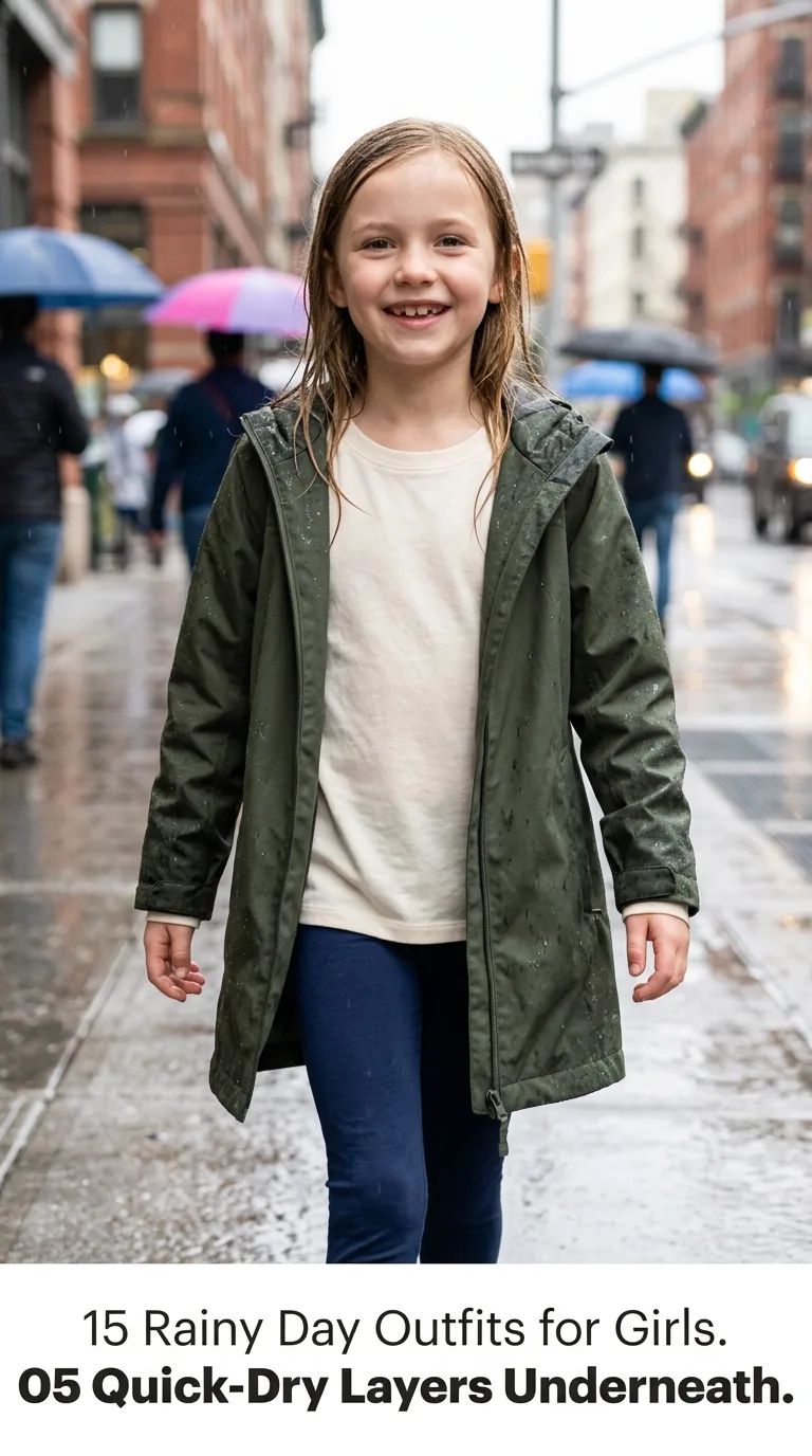 Girl standing on rainy street