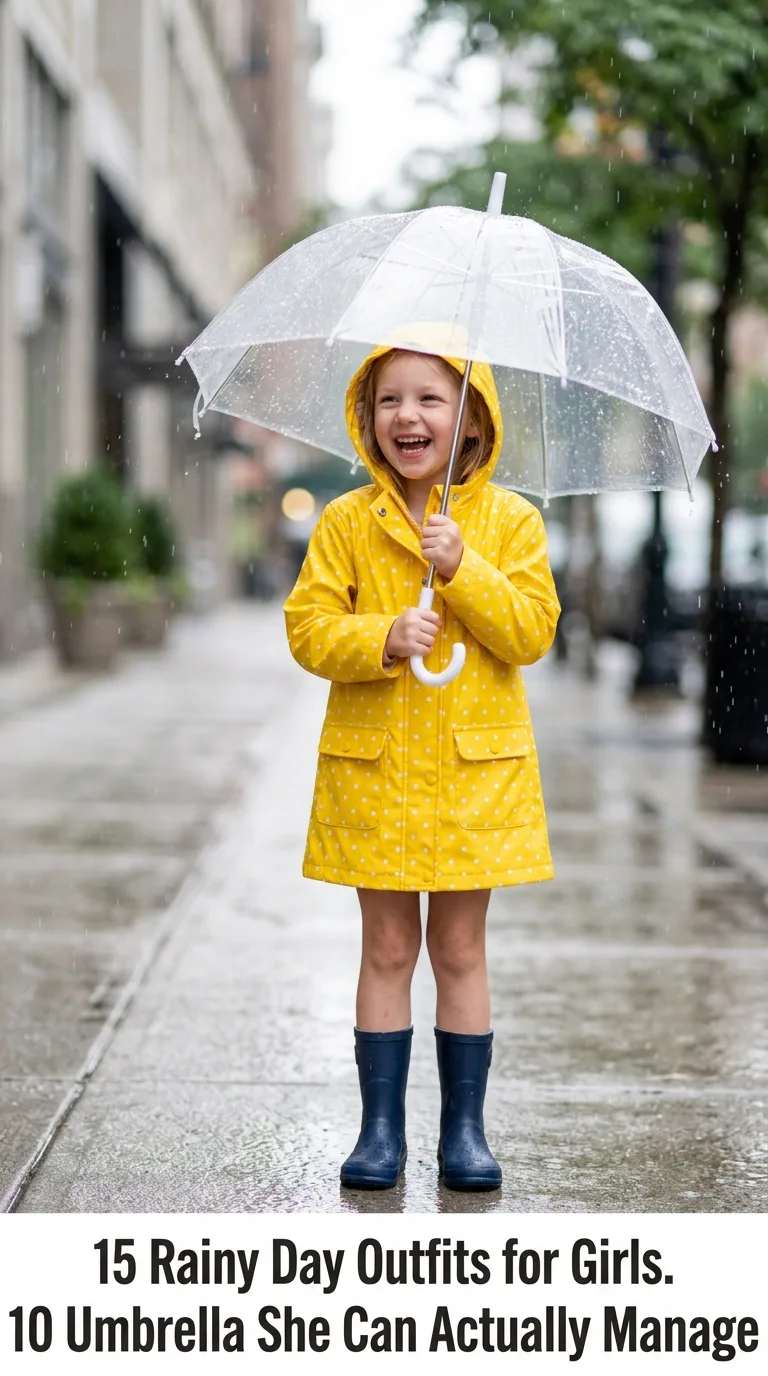 Girl holding umbrella on sidewalk