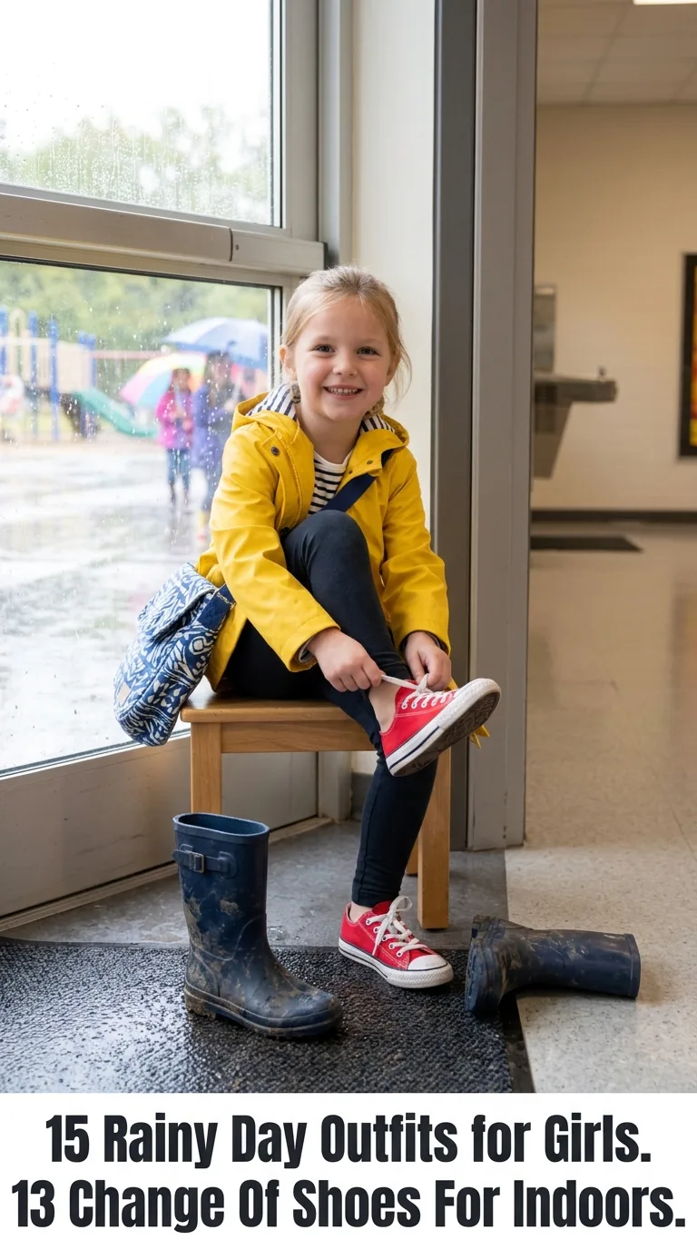 Girl changing rain boots