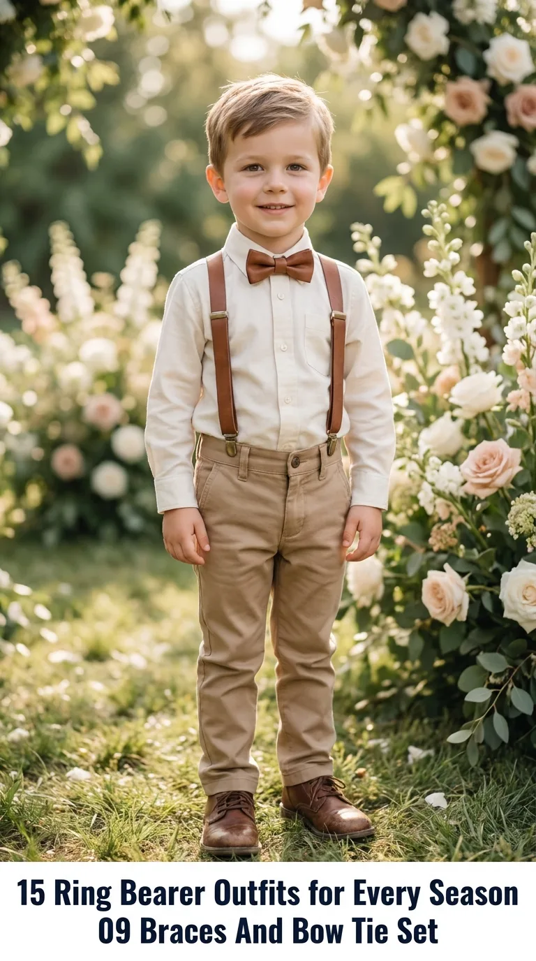Boy wearing suspenders and bowtie
