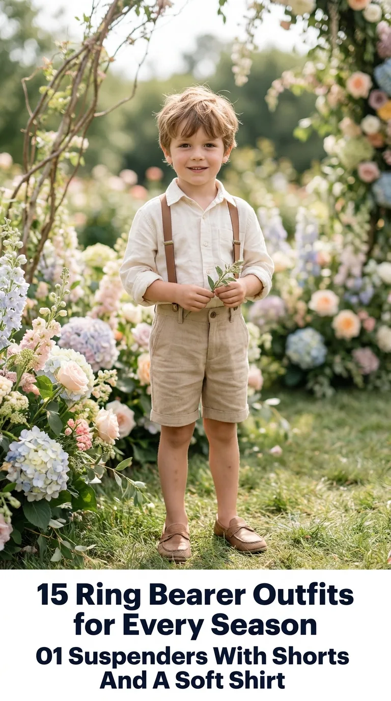 Boy wearing suspenders and shirt